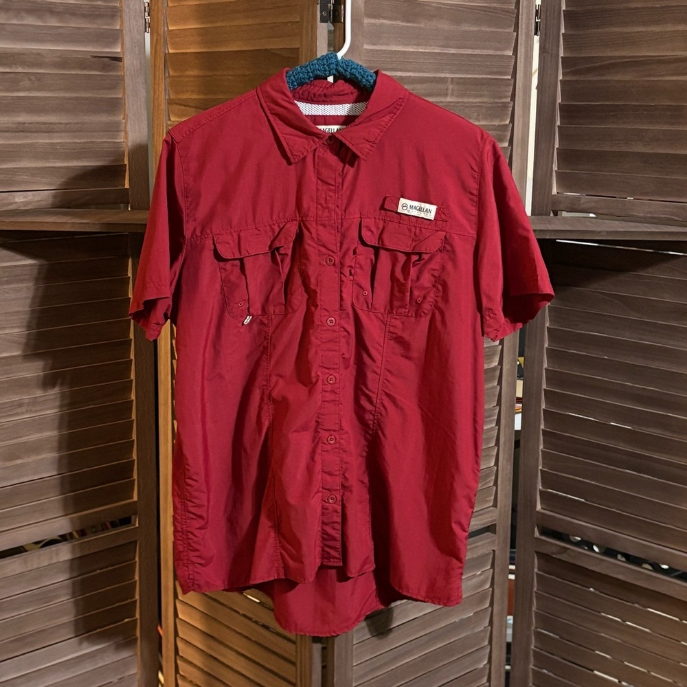 Magellan Outdoors Red Button Down Shirt